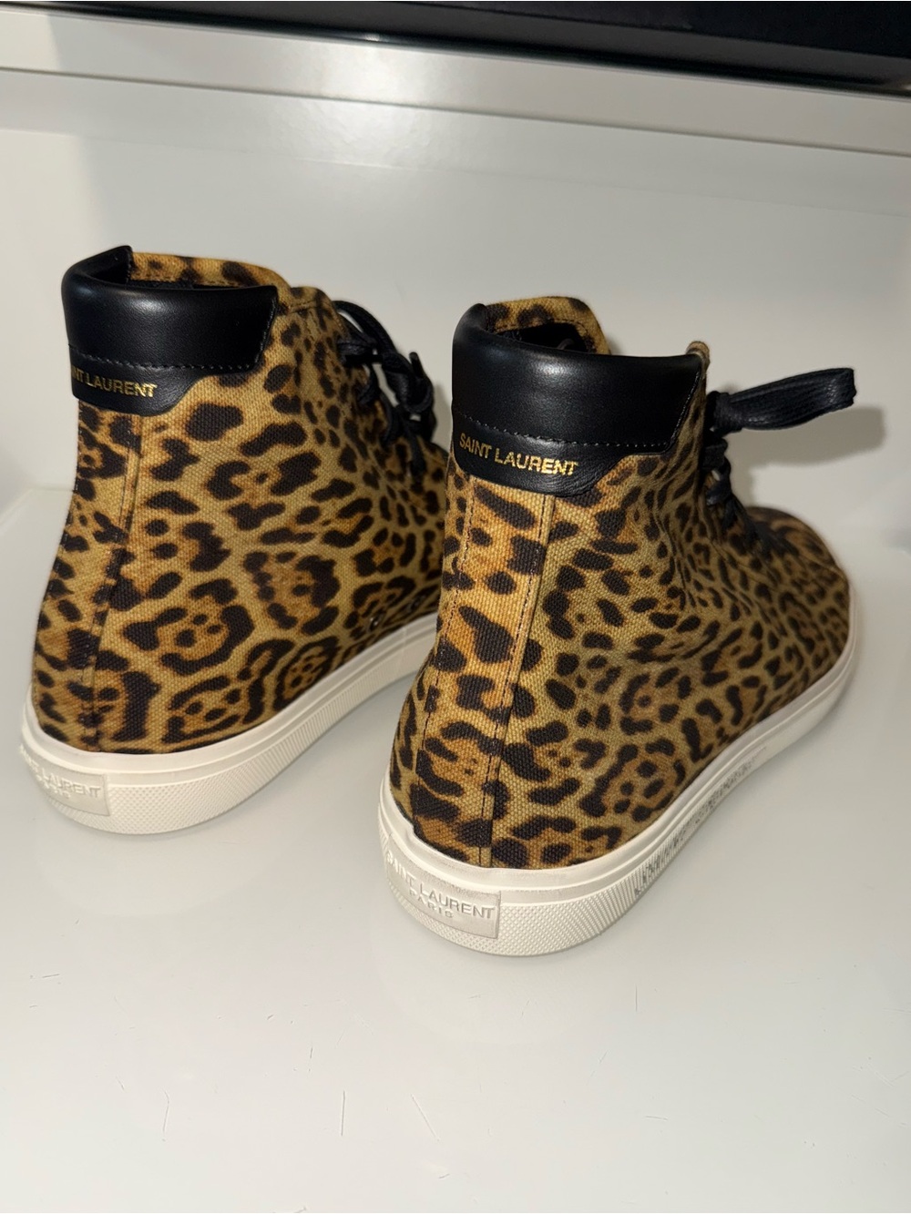Saint Laurent Leopard Print High-Top Sneakers - New Full Set - Picture 4 of 17